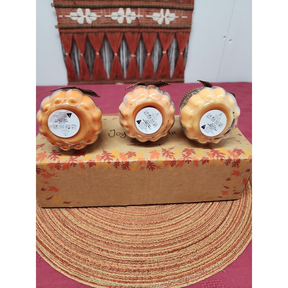 Partylite Joy Of Autumn 3 Candle Set Harvest Fragrances Shades Of Orange NIB - Picture 5 of 9